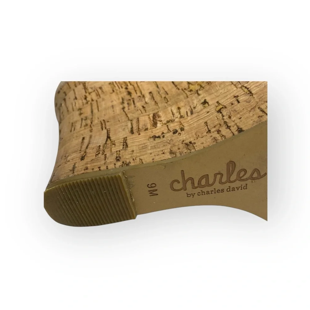 Charles by Charles David ᪥ Leanna Wedge Cork Platform Sandals ᪥ Nude Microsuede